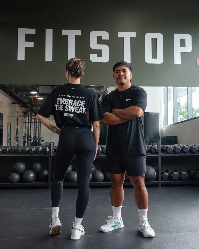 High-End Women’s Apparel Fitstop Embrace the Sweat FLXCotton Oversized Tee - Black-White