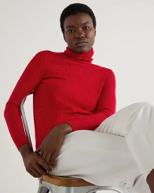 Early Bird Offer Women's Luna Roll Neck Cashmere Jumper Riding Red