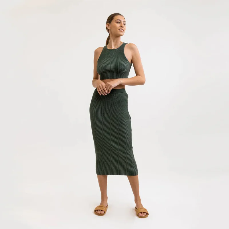 Summer Deals Hamilton Knit Midi Skirt (Marine Green)