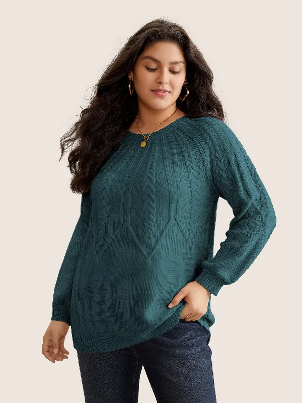 Women's Clothing Online Sale Solid Textured Lantern Sleeve Pullover