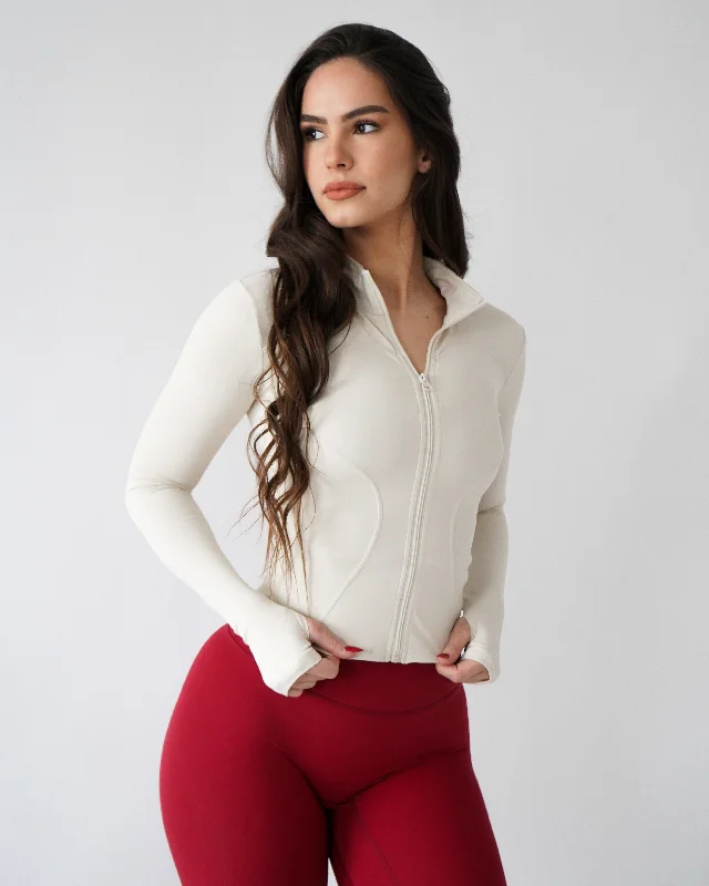 Timeless Elegance Redefined Sculpt Zip Up - Cream