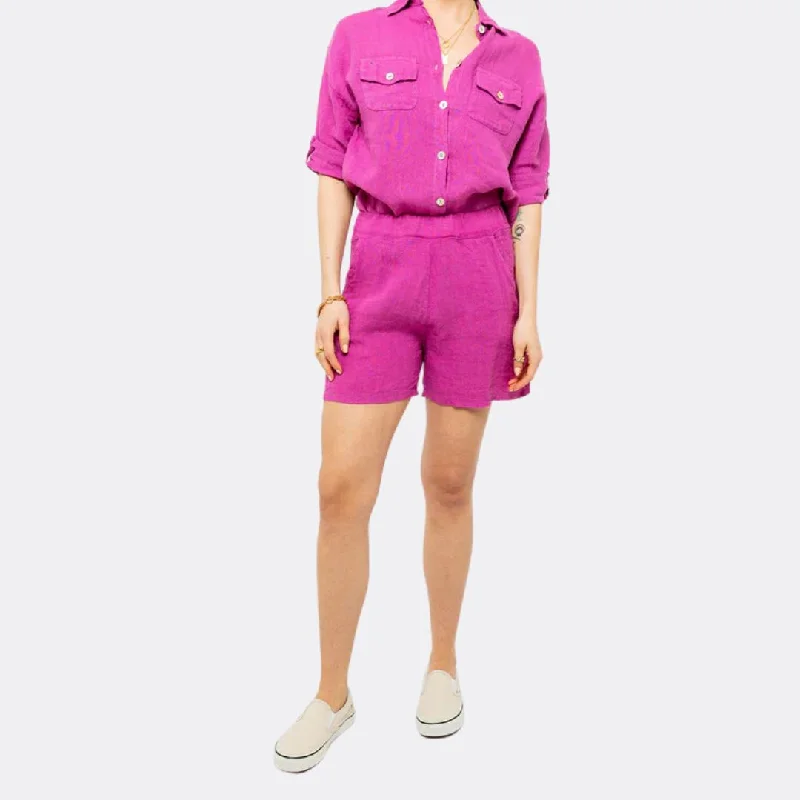 High-End Women’s Apparel Loose Linen Shorts (Orchid)