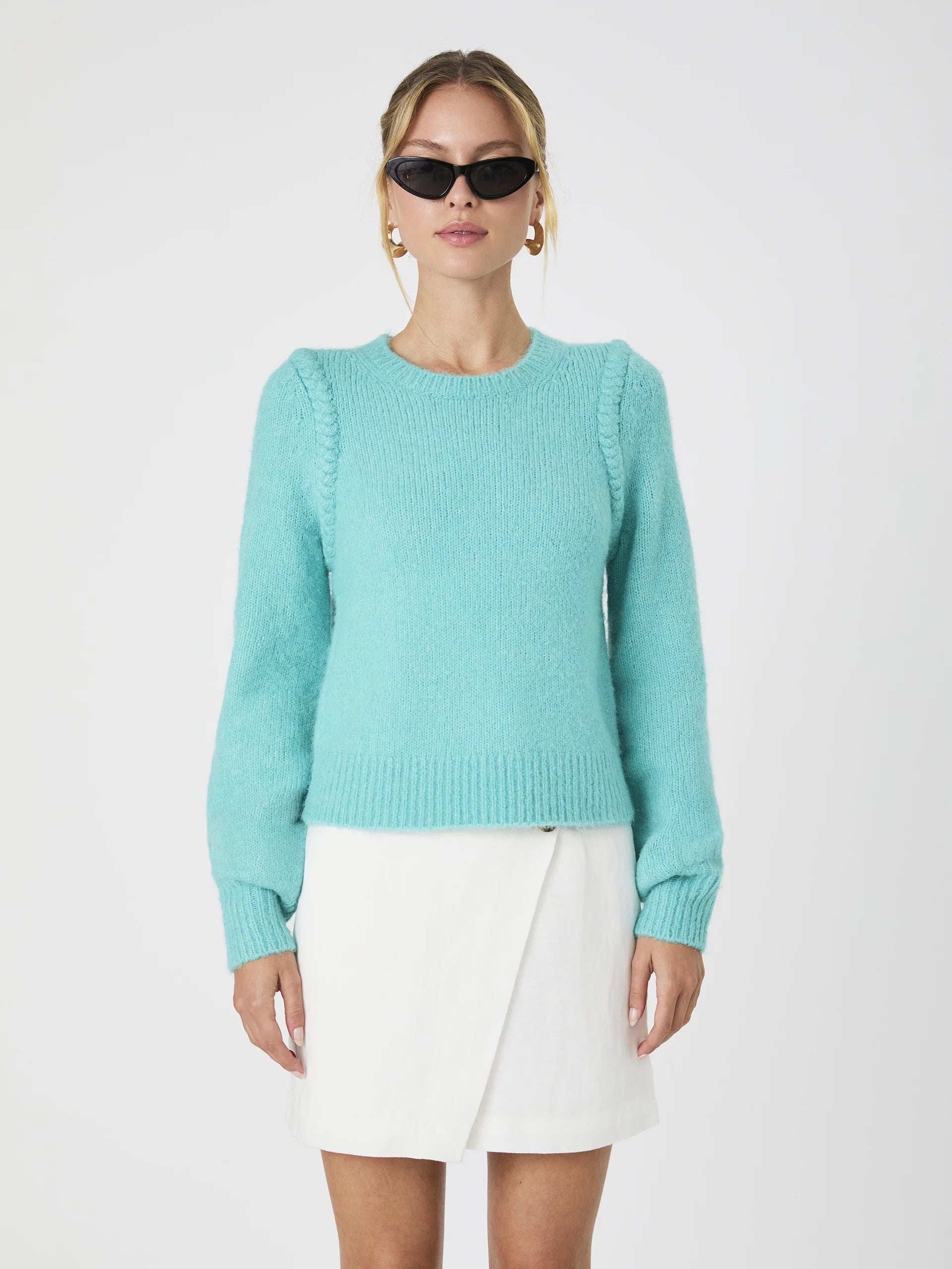 Trend Setting Wardrobe Fluffy Knit Braided Detail Sweater