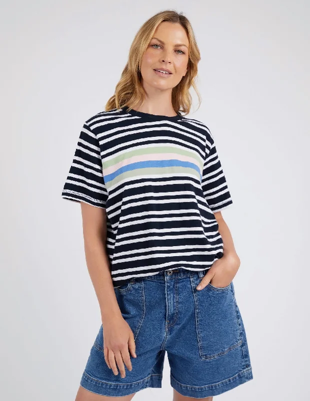 Stylish Women’s Clothes for Work and Play Elm Aligner Tee Navy and White Stripe