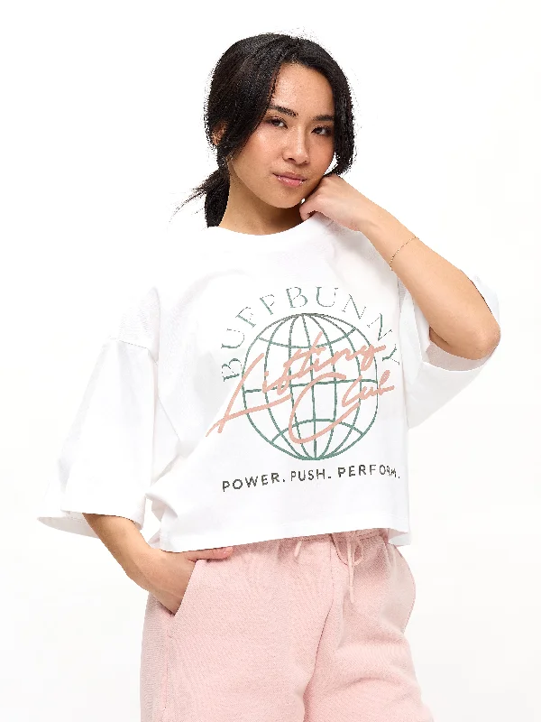 Laid-Back Elegance Lifting Club Crop Tee - White