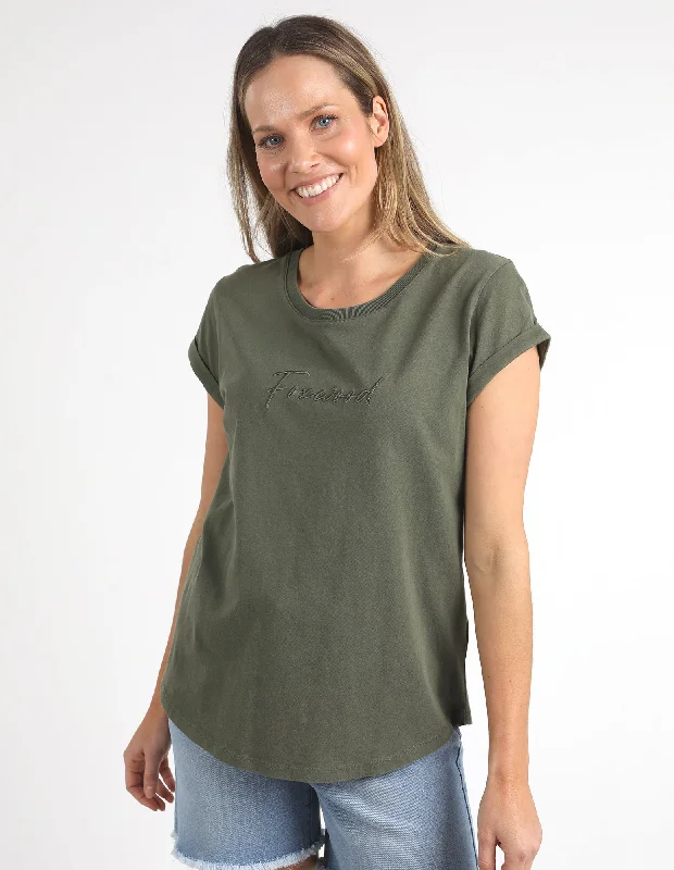 Shop Ladies Clothes Foxwood Signature Tee Khaki