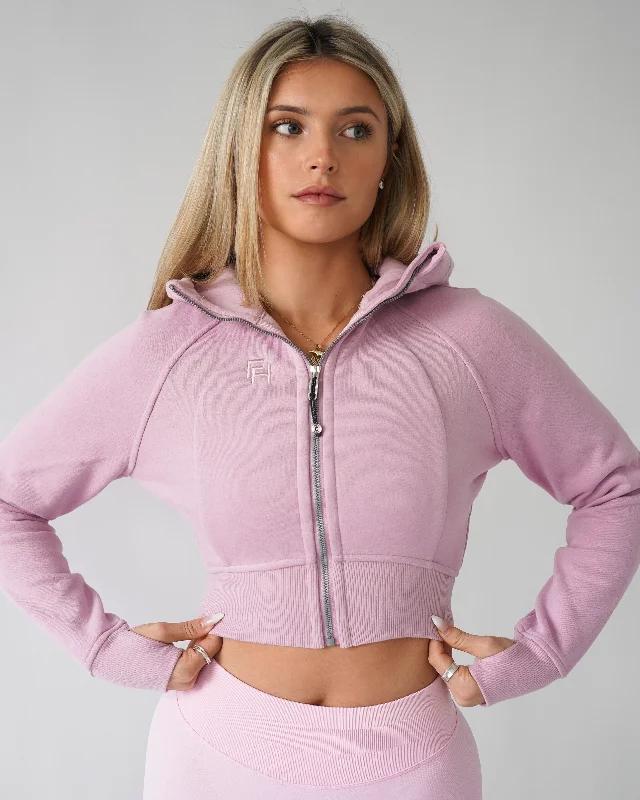 Unleash Your Style Lounge Cropped Zip-Up Hoodie - Mauve