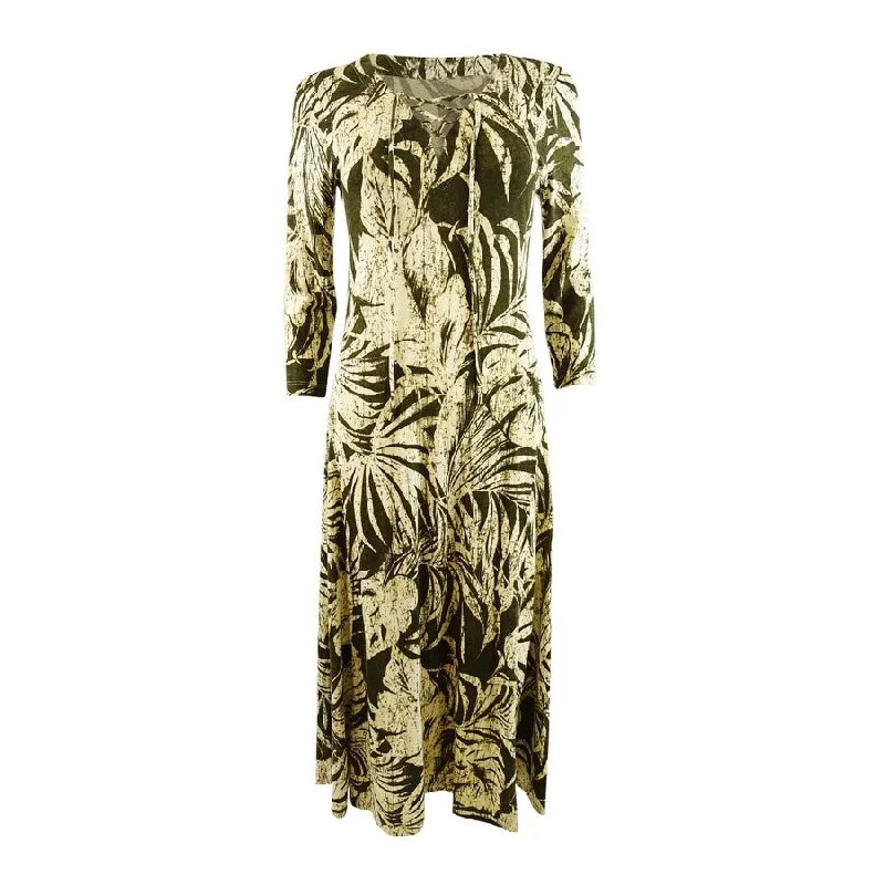 Clothing Brands Lauren Ralph Lauren Women's Palm Leaf Print Jersey Midi Dress (2, Farm Olive) Clothing Brands Lauren Ralph Lauren Women's Palm Leaf Print Jersey Midi Dress (2, Farm Olive)