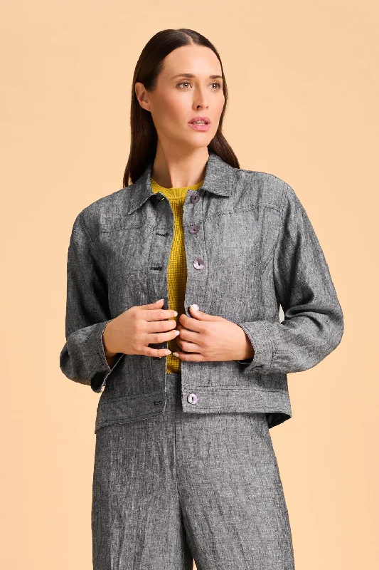 Fashion-forward Women’s Clothing Timeless Linen Jacket - Charcoal