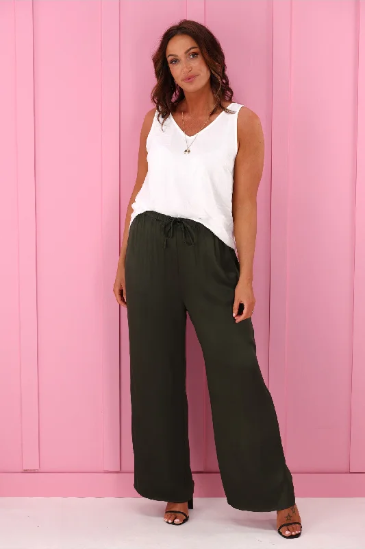 Chic And Edgy Jane James Amelie Sateen Pants Olive