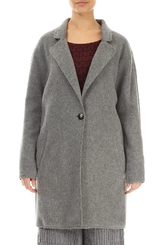 Trend Forward Threads Single Button Grey Wool Coat