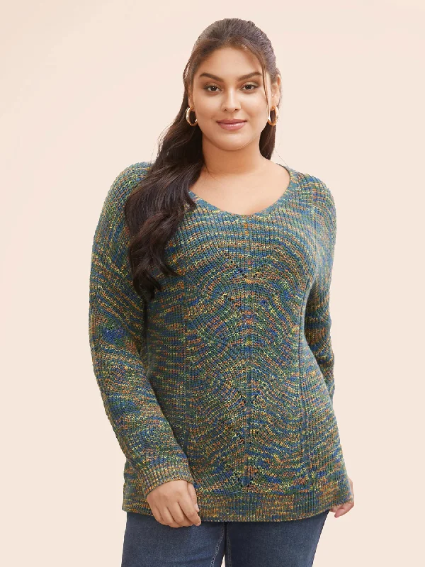 Best Sellers V Neck Texture Heather Cable Knit Pullover