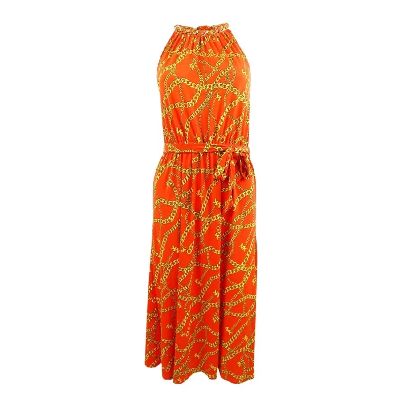 Clearance Sale Online MICHAEL Michael Kors Women's Chain-Print Chain Midi Dress (S, Optic Orange) Clearance Sale Online MICHAEL Michael Kors Women's Chain-Print Chain Midi Dress (S, Optic Orange)