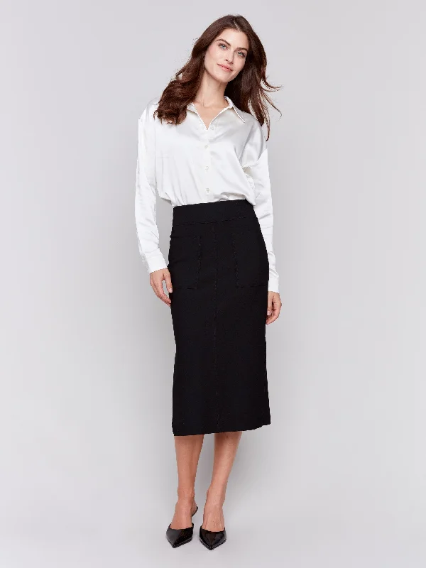 Clothes For Sale Gutsy Crepe Skirt With Patch Pockets - Black