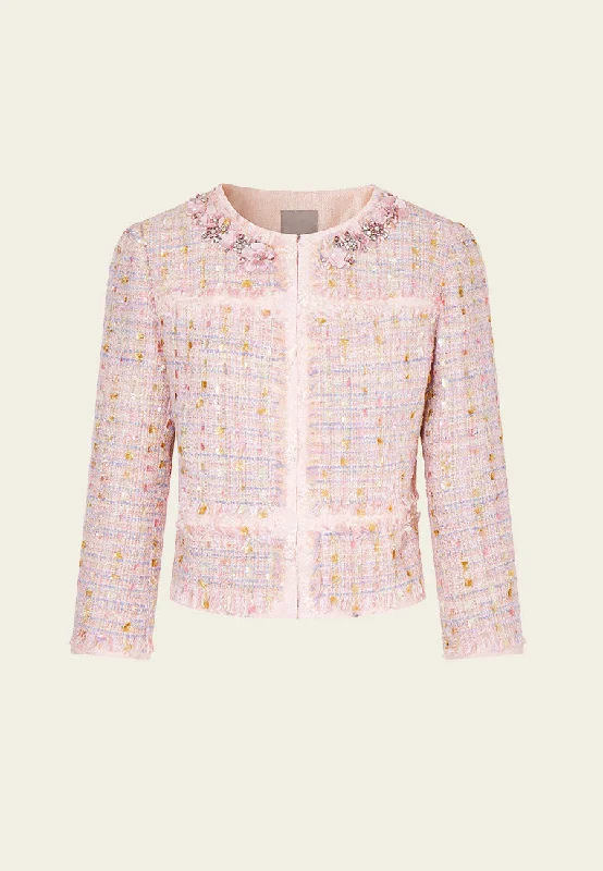 Outlet Clothing Structured 3D Flowers Sequin-detail Jacket