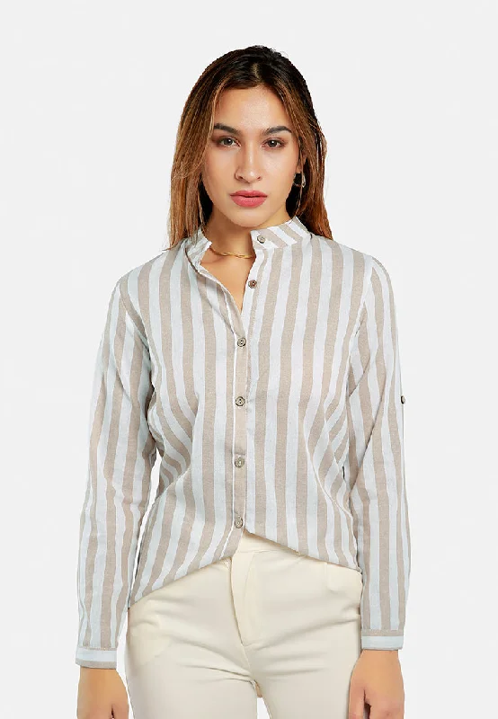 Preppy Style Striped Long Sleeve Shirt