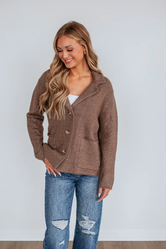 Online Boutiques Clothing Tannis Knit Jacket - Mocha