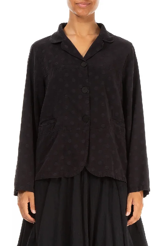 Comfortable Casual Wear Short Dotty Black Silk Jacket