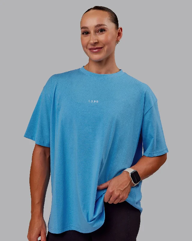 Women Wear Online Go-To FLXCotton Oversized Tee - Azure Blue-White