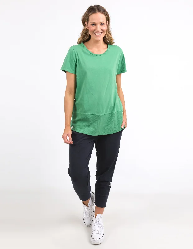 Chic Women’s Clothing for Work and Travel Elm Rib S/S Tee Greenbriar