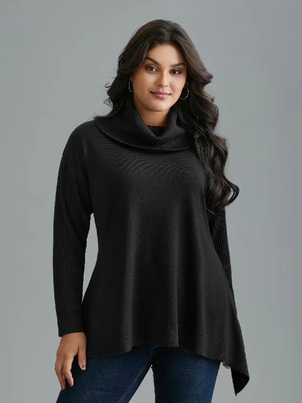 Women's Clothing Online Supersoft Essentials Textured Drop Shoulder Turtleneck Pullover