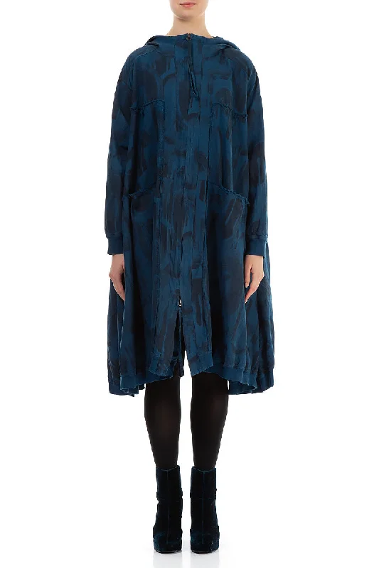 Everyday Basics Oversized Navy Paintwave Cotton Swing Coat