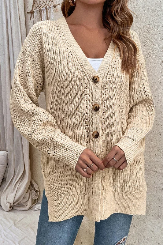 Final Sale V-Neck Openwork Long Sleeve Cardigan