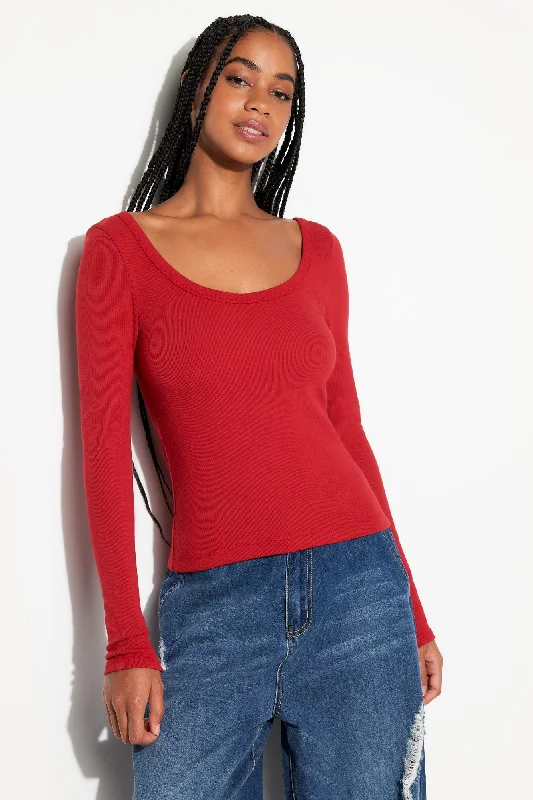 High End Fashion Chrissie Rib L/S Top