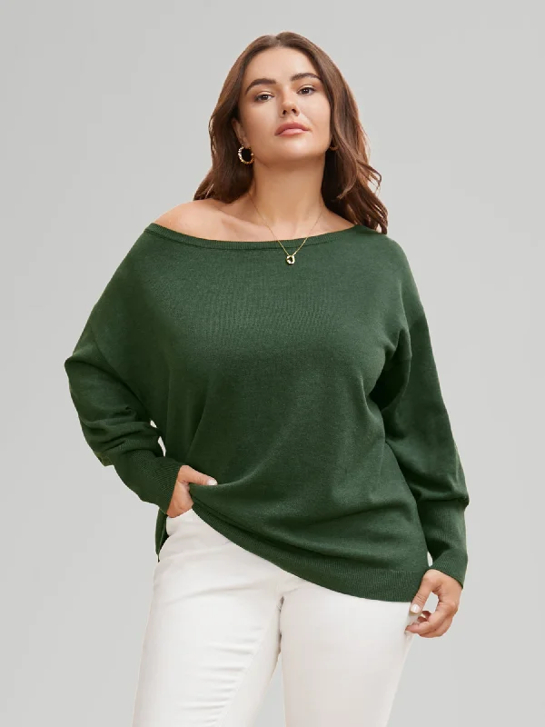 Clothes Of Woman Supersoft Essentials Boat Neck Drop Shoulder Pullover