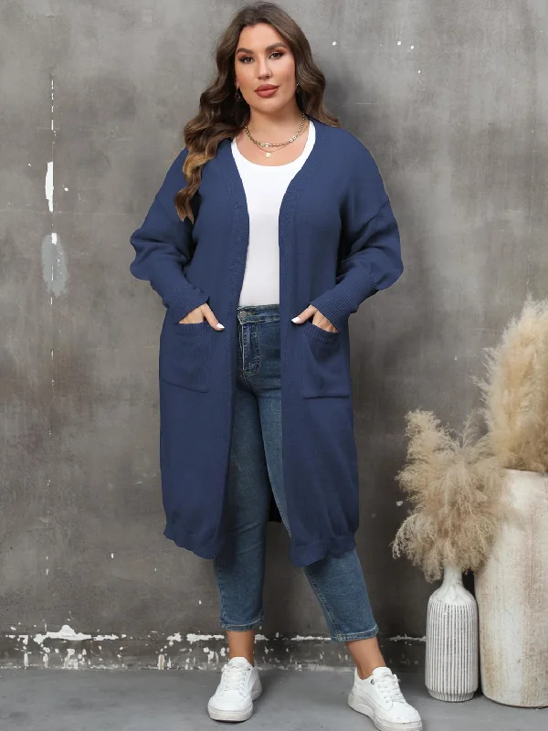 Trend Forward Threads Plus Size Long Sleeve Pocketed Cardigan