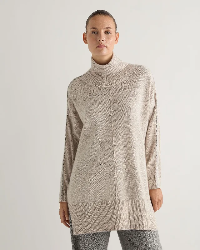 Flash Sale Online Women's Mock Neck Metal Cashmere Jumper With Lurex Ecru White