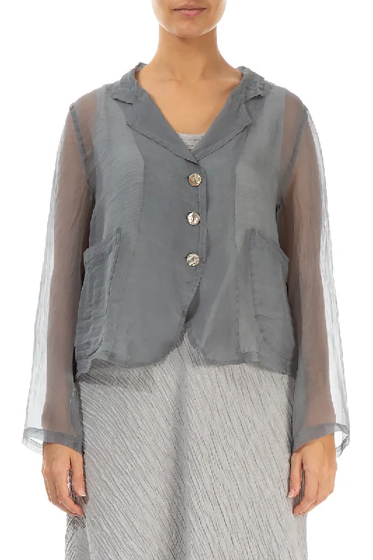 Casual Style for Busy Women Short Sage Silk Chiffon Jacket