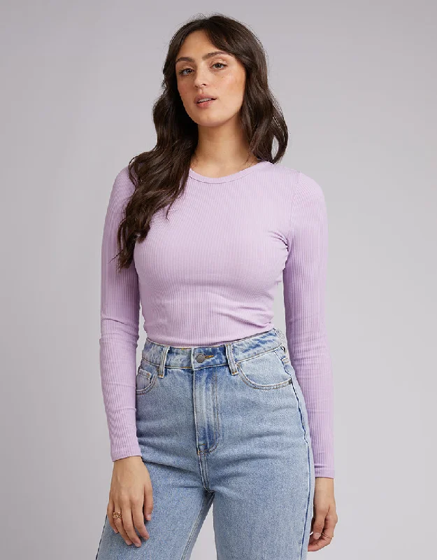 Elegant Women’s Fashion All About Eve Rib Baby Long Sleeve Tee Lilac