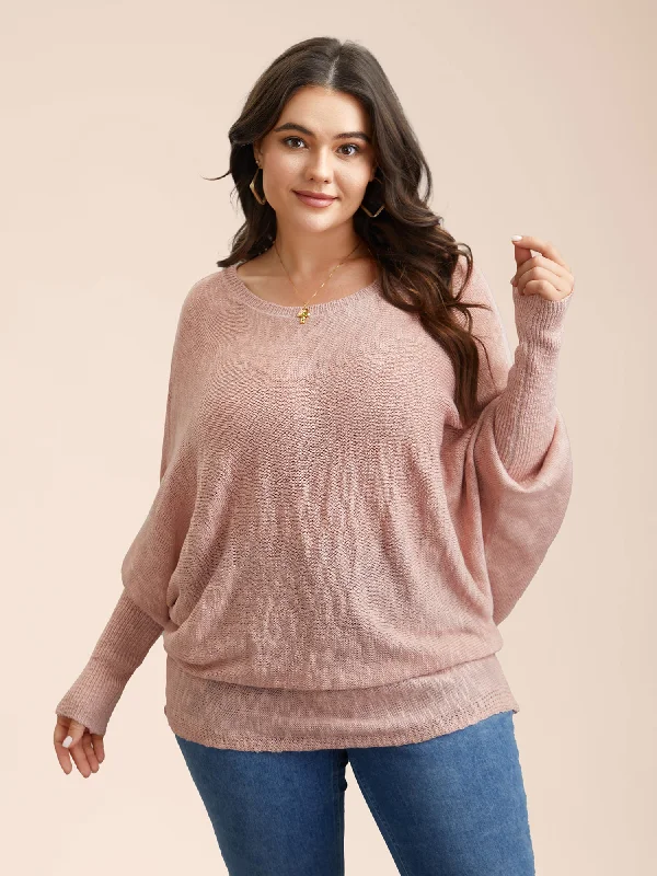 Best Clearance Sales Right Now Heather Textured Dolman Sleeve Ribbed Pullover