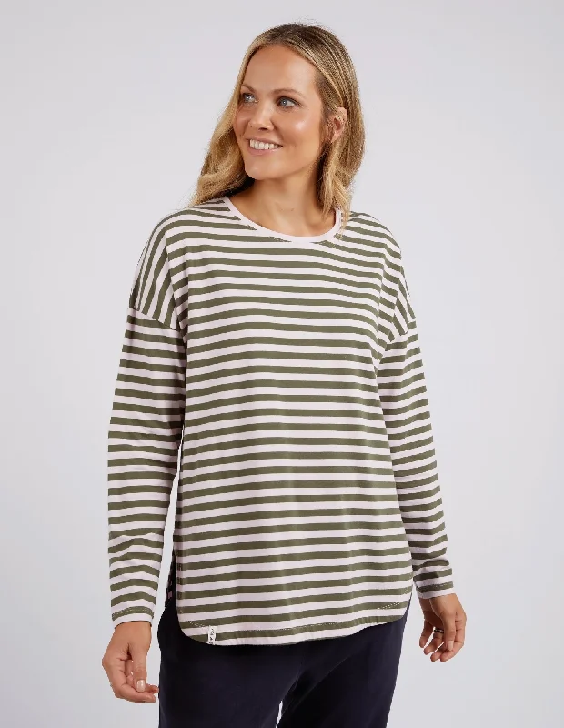 Browse Our Top Products Elm Lauren L/S Stripe Tee Powder Pink Khaki Stripe