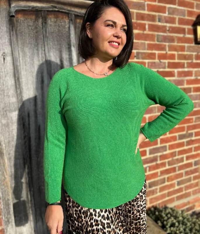 Trend Forward Threads Green Rachel Fine Knit Jumper