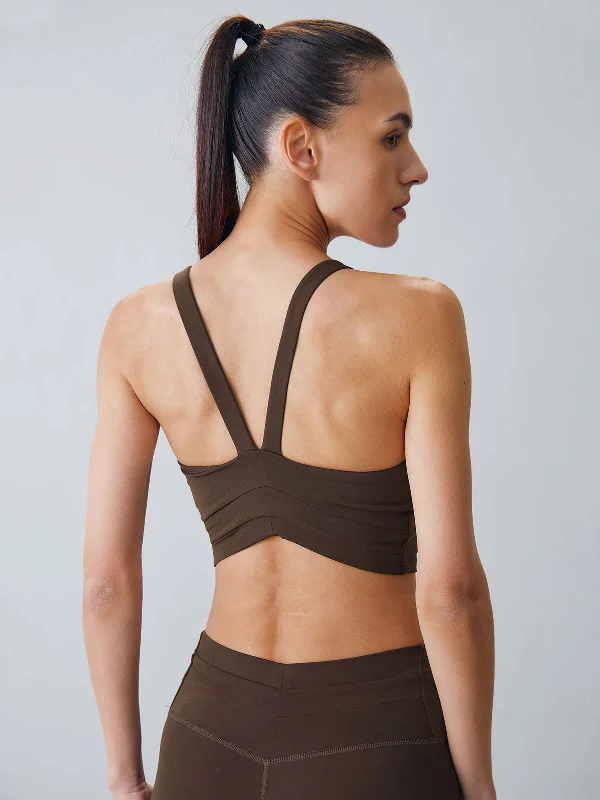 Casual Style for Busy Women Dark Coffee V-Lift Sports Bra - Light Support