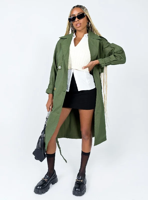 Trendy Aesthetics The Seb Trench Coat Green