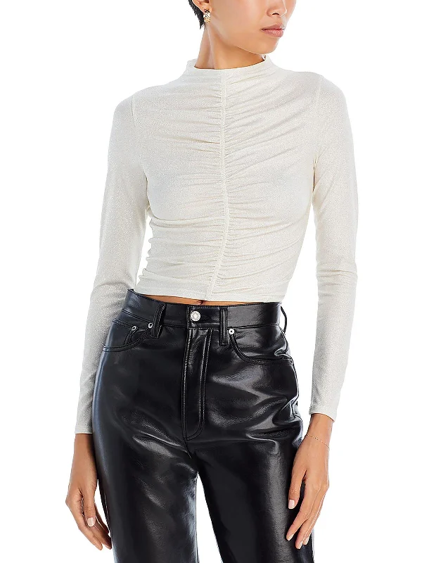 Best Sellers Womens Glitter Ruched Cropped